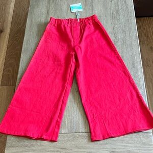 Bright Red Wide-Leg Capri Pants
